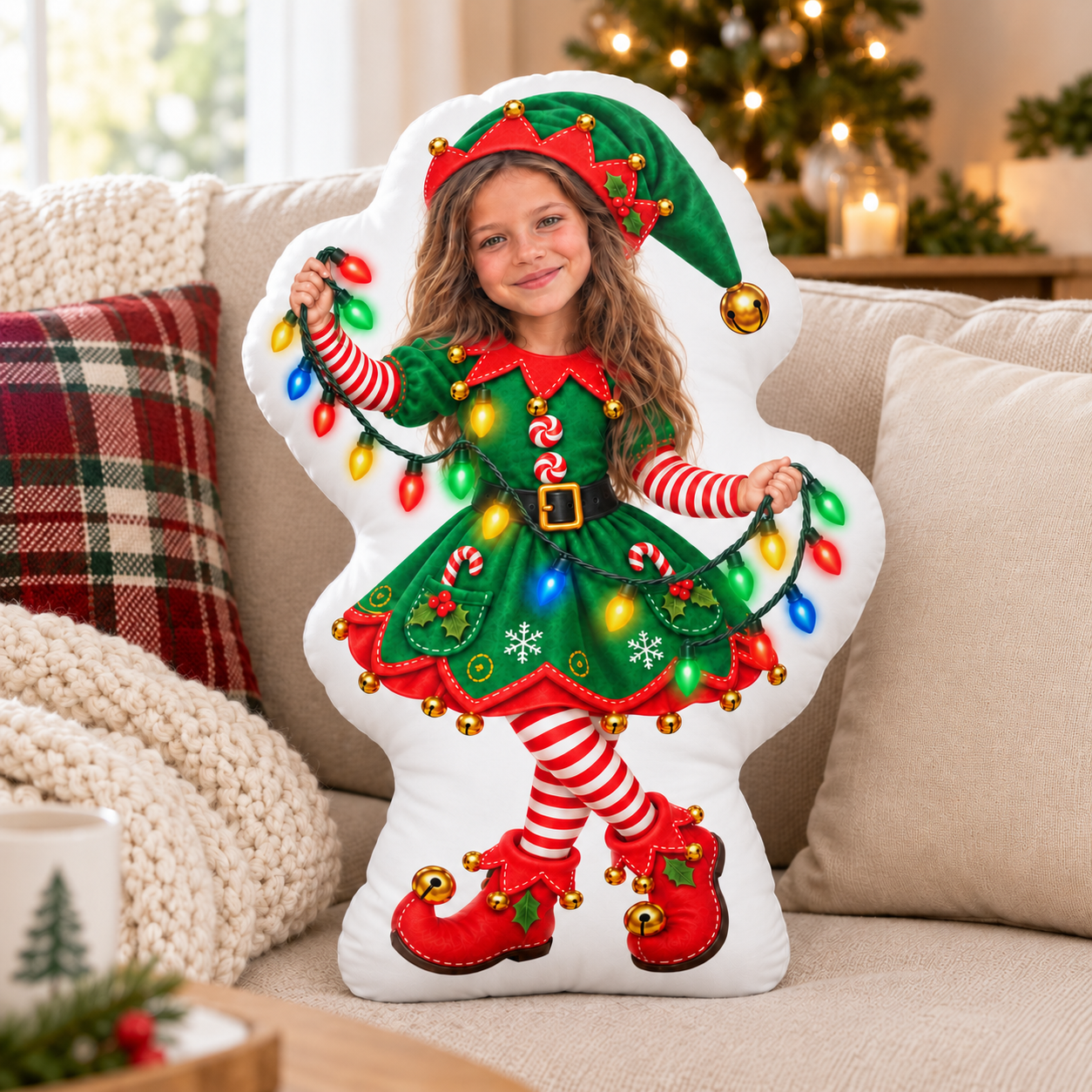 Personalised Elf Photo Cushion