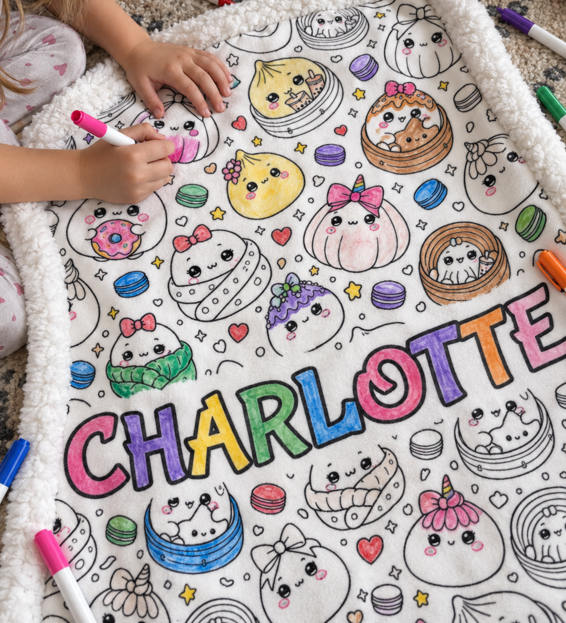 Dumpling Squishy Colouring Blanket