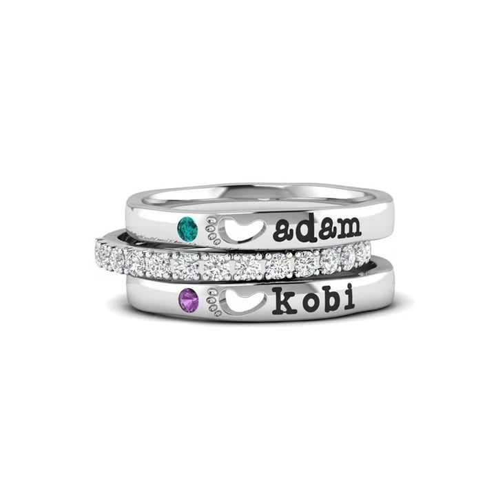 Birthstone &amp; Footprint Custom Ring