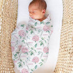 Personalised muslin swaddle wrap with baby name, soft breathable fabric, 120x120cm size for newborns