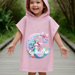 Personalised kids mermaid initial hooded towel