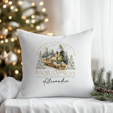Custom Polar Express kids cushion, Christmas décor with name.