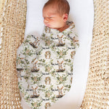 Personalised muslin swaddle wrap with baby name, soft breathable fabric, 120x120cm for newborns and babies