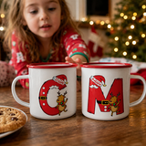 Santa Suit Initial Enamel Mug