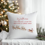 Custom Christmas Eve cushion for kids, Santa design with name.