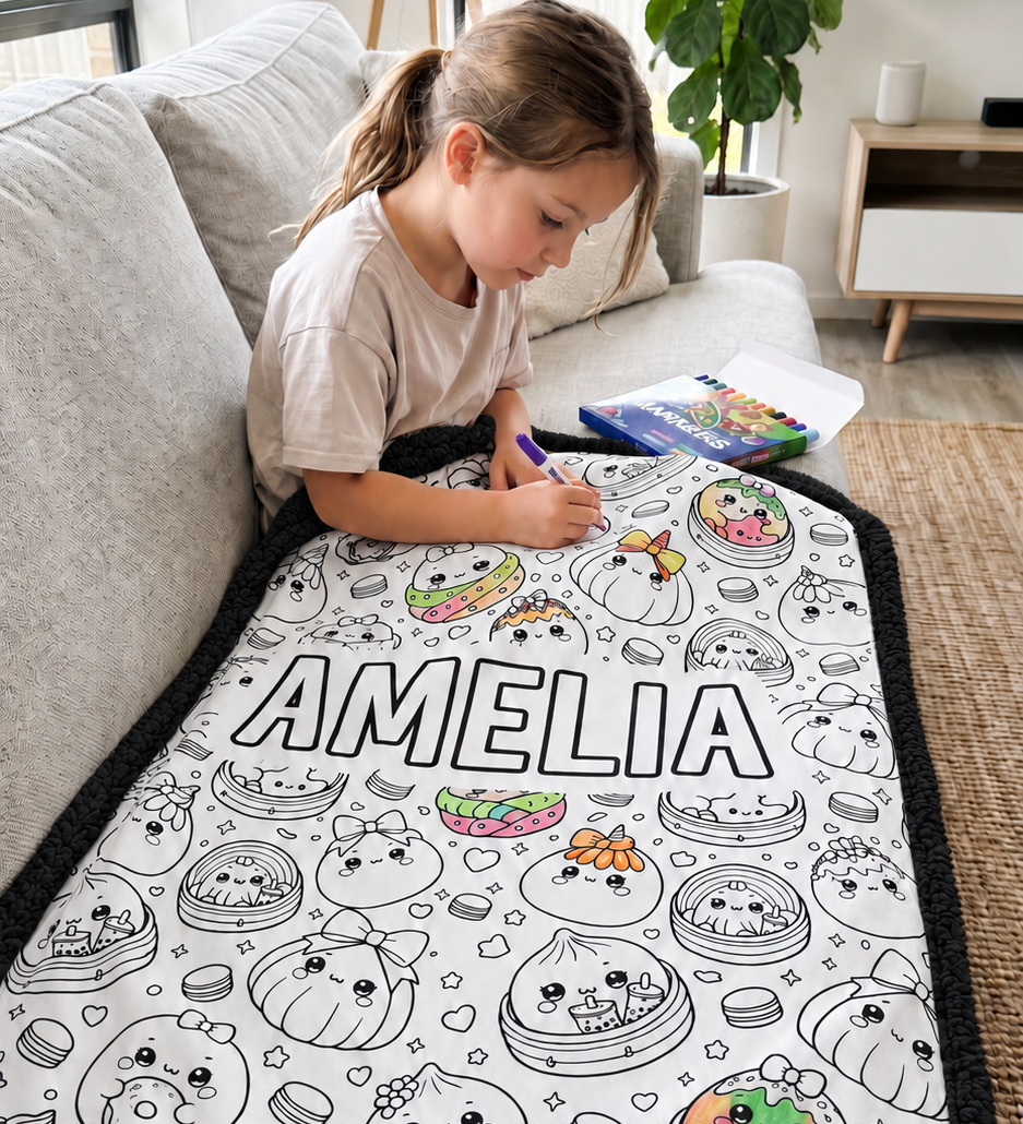 Dumpling Squishy Colouring Blanket