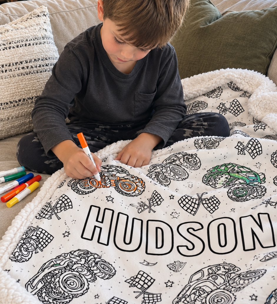 Monster Truck Colouring Blanket