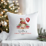 Winnie the Pooh First Christmas cushion personalised with baby name