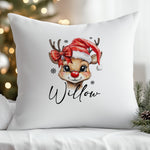 Santa Reindeer personalised cushion for girls with custom name – The Custom Co.