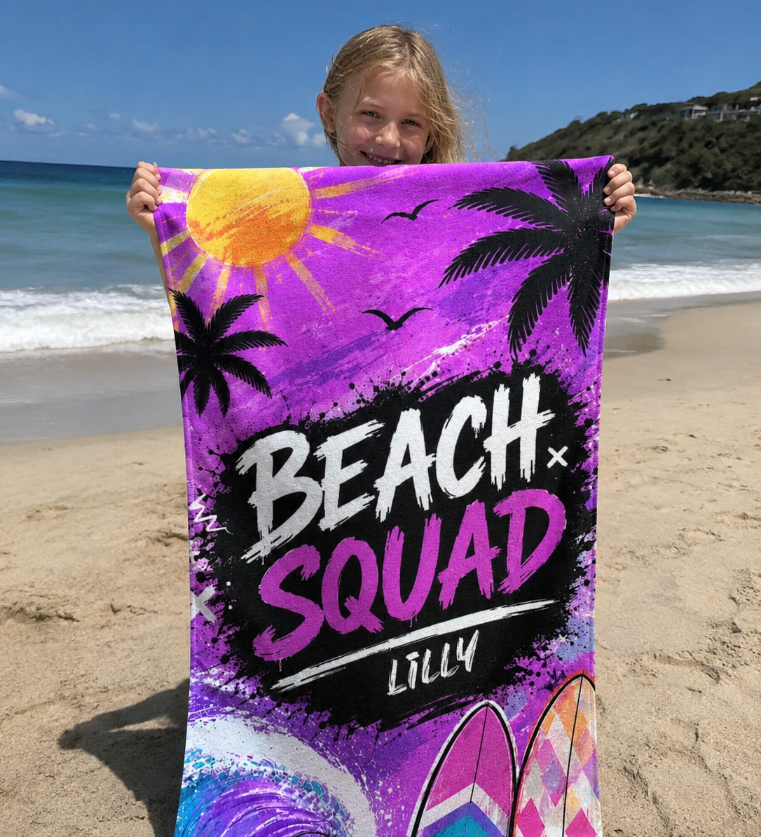 Beach Squad Personalized Towel