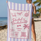 Cabana Bachelorette beach towel personalised with each name, bachelorette party gift