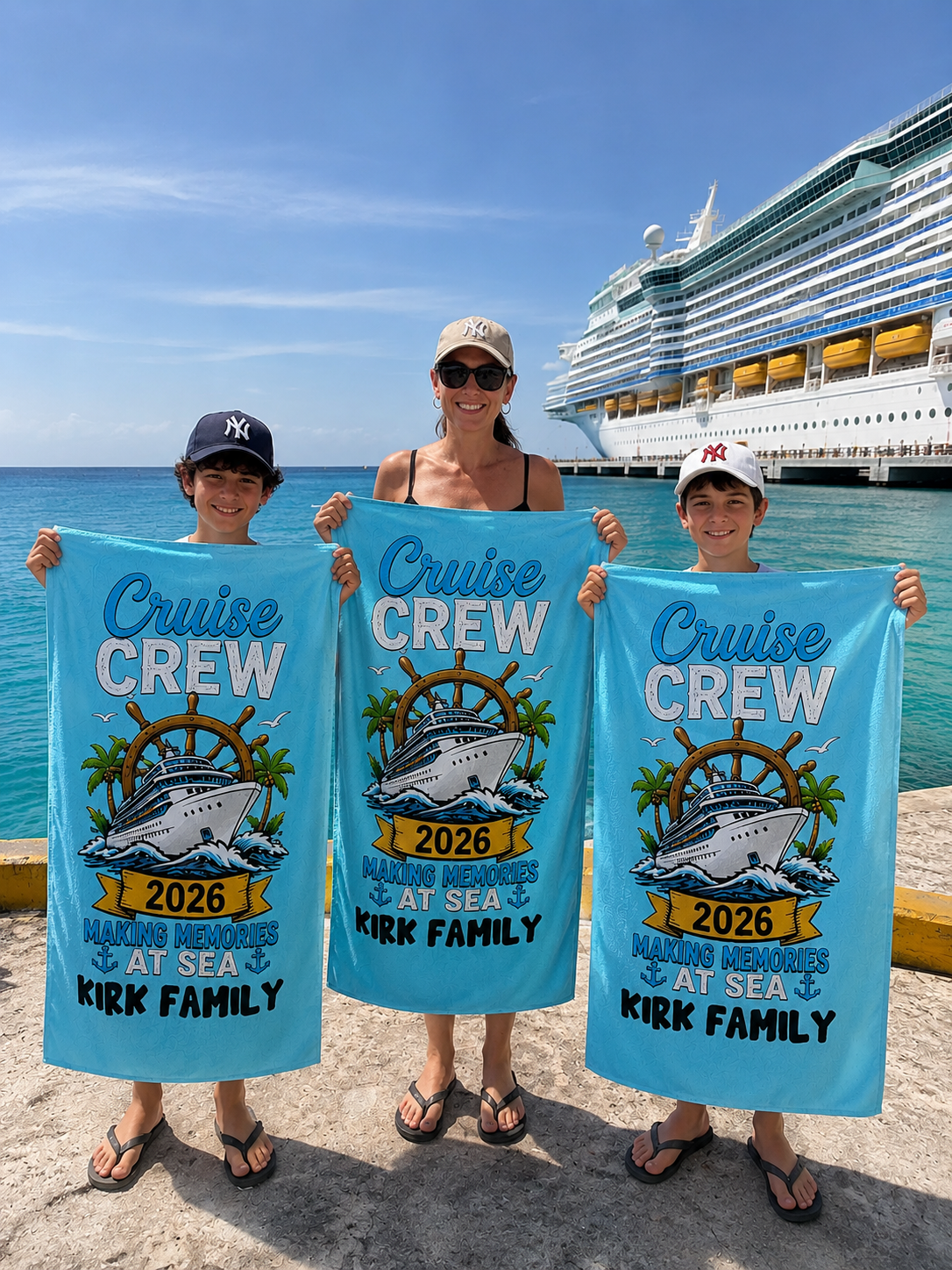 Making Memories Cruise 2026 beach towel personalized with each name, cruise gift