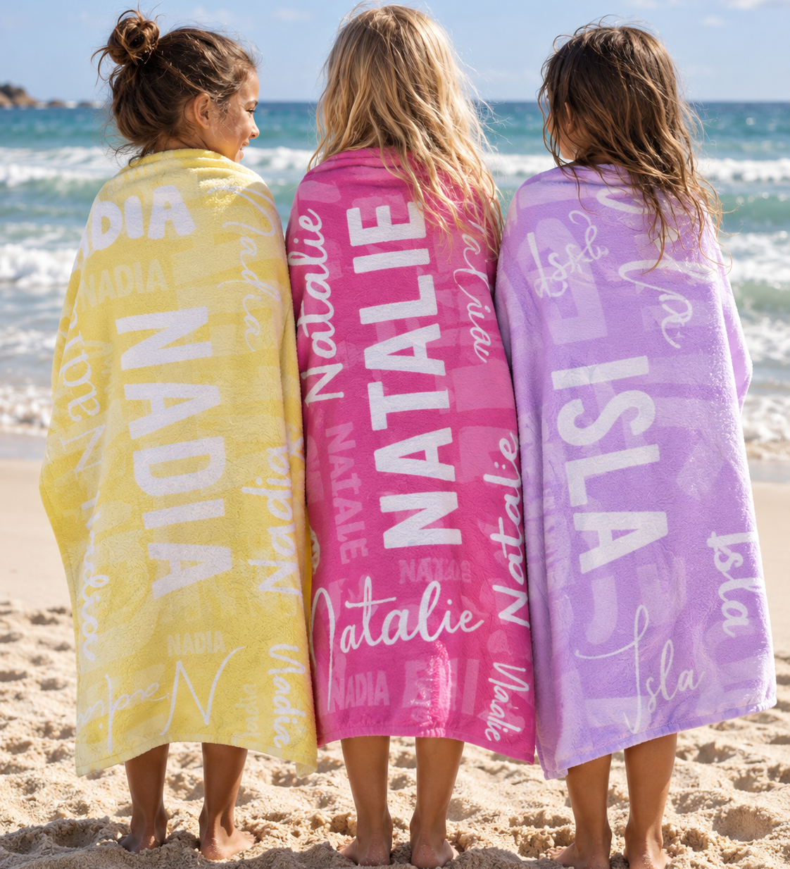Name Collage Personalized Beach Towel