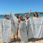 Personalised Bachelorette Party beach towel name print detail