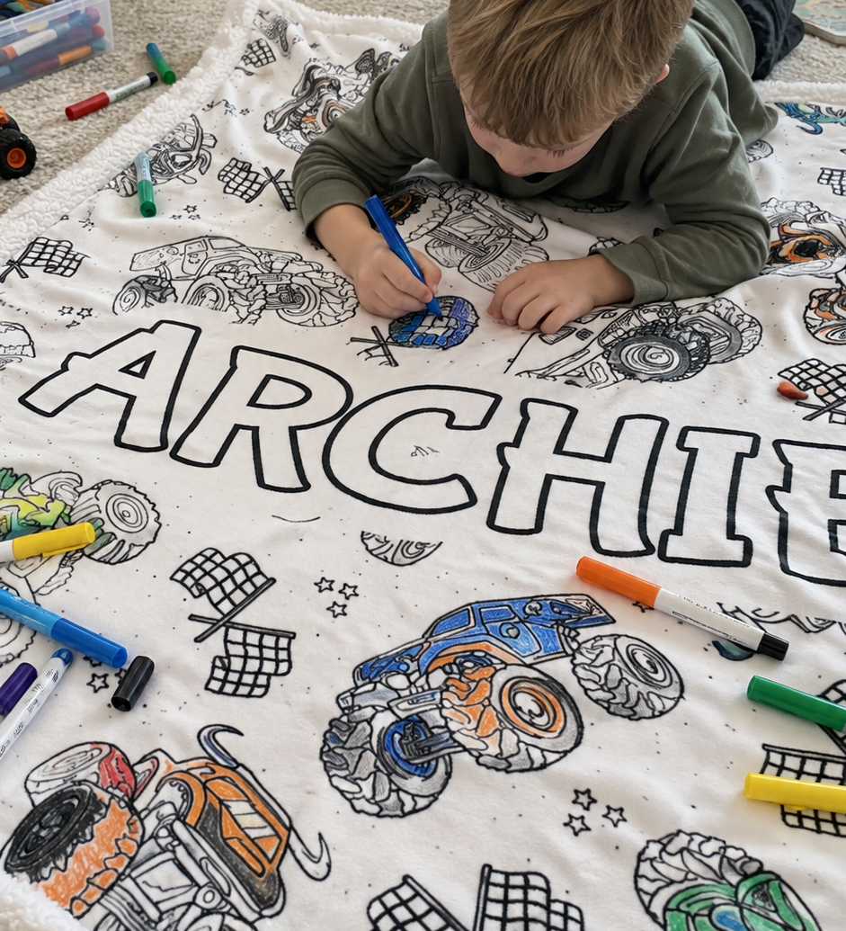 Monster Truck Colouring Blanket