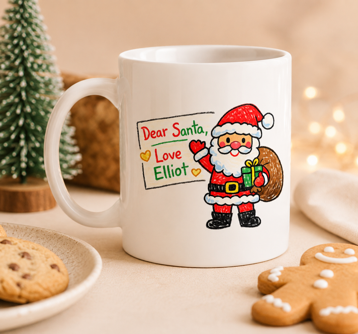 Personalised Christmas Eve Mug with Kids Artwork for Santa