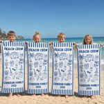 Family Beach Crew custom beach towel with names printed on - The Custom Co