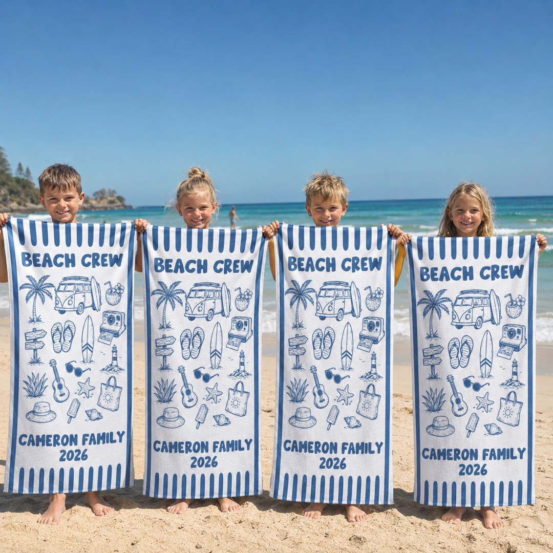 Family Beach Crew Personalized Beach Towel