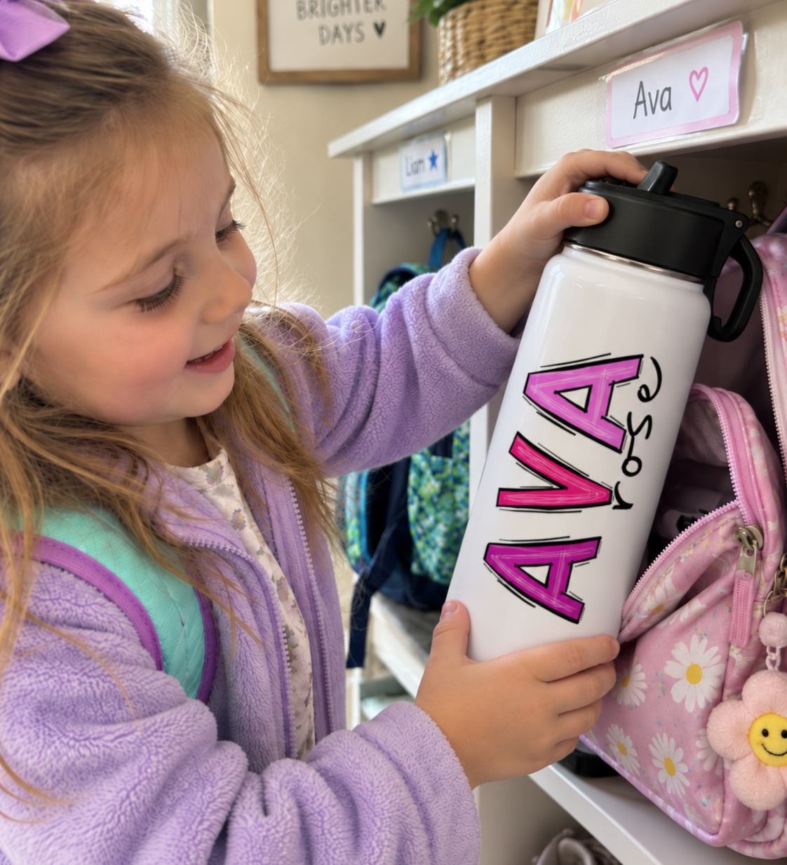 Personalised two tone kids drink bottle, keeps drinks cold all day - The Custom Co