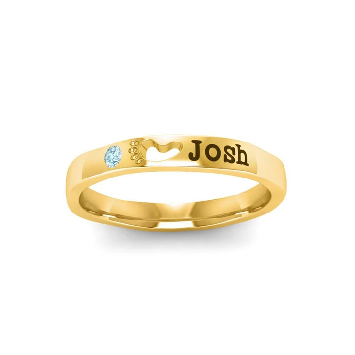 Birthstone &amp; Footprint Custom Ring