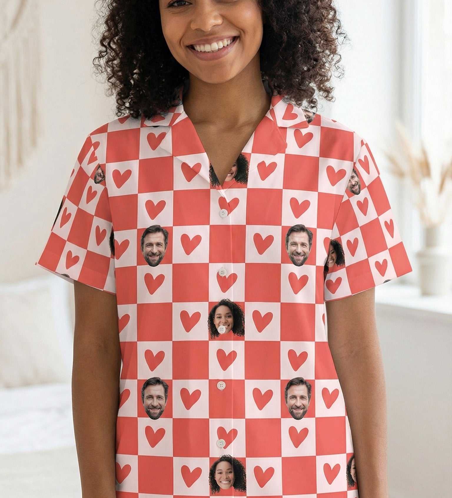 Custom Face Photo Pyjamas – Personalised Valentine’s Gift (Hearts)