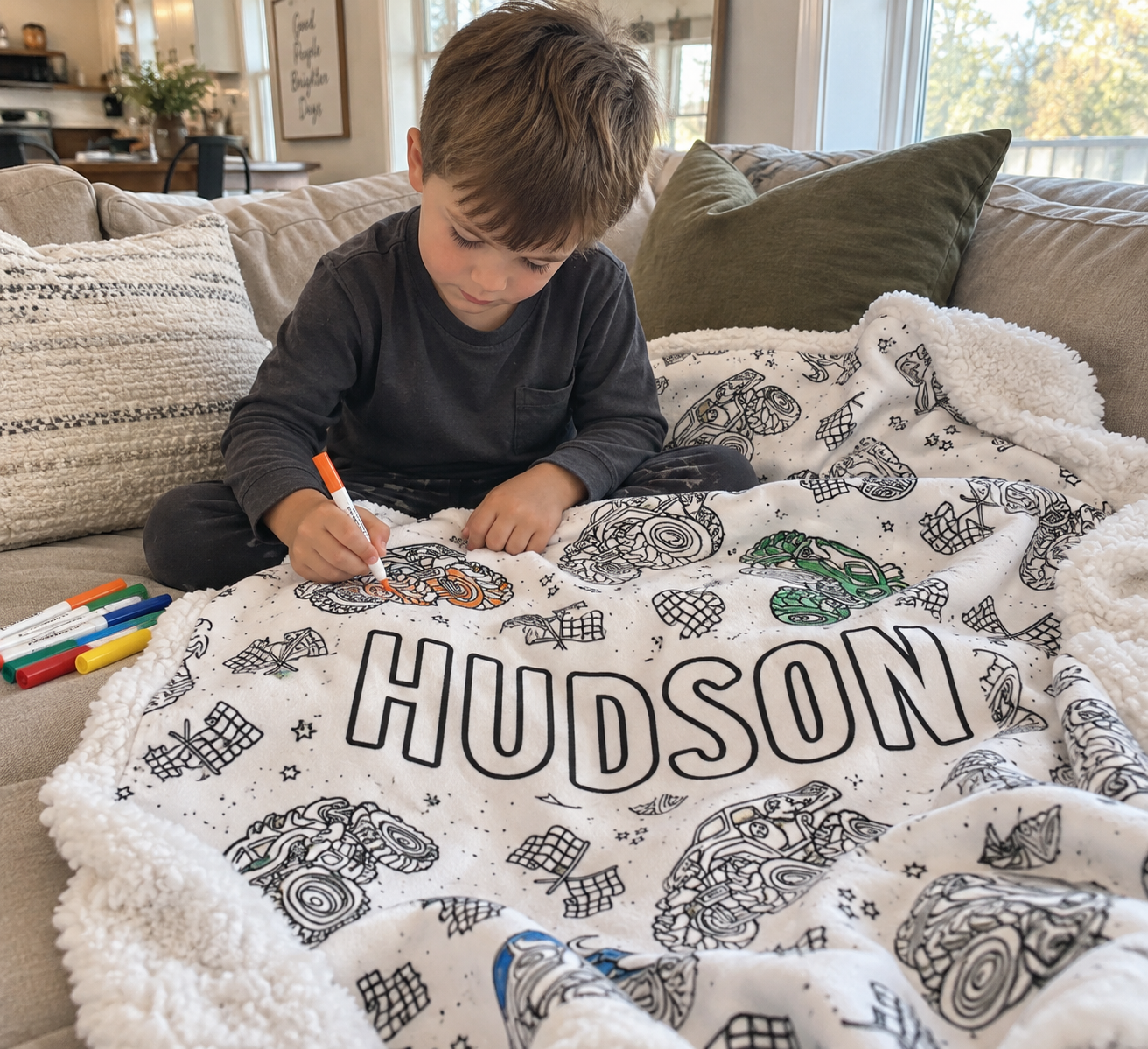 Monster Truck Colouring Blanket
