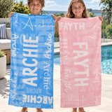 Name Collage Personalized Beach Towel