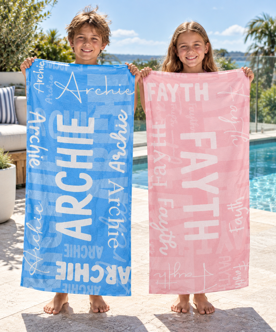 Name Collage Personalised Beach Towel | Custom Name Towel – The Custom Co