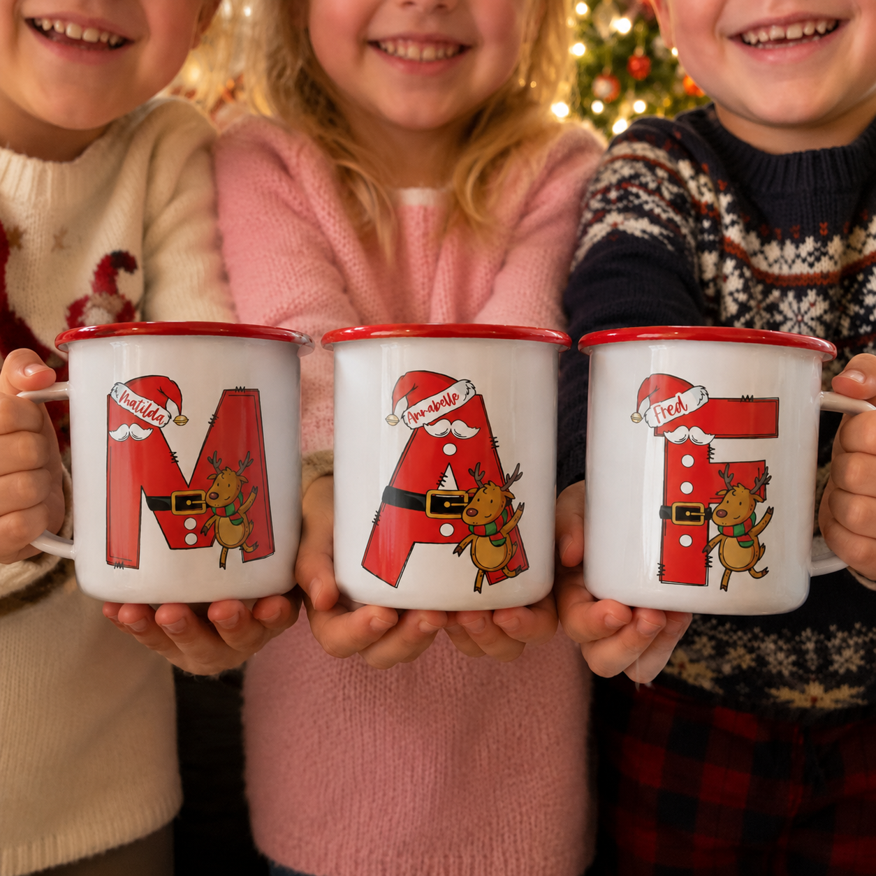 Santa Suit Initial Enamel Mug