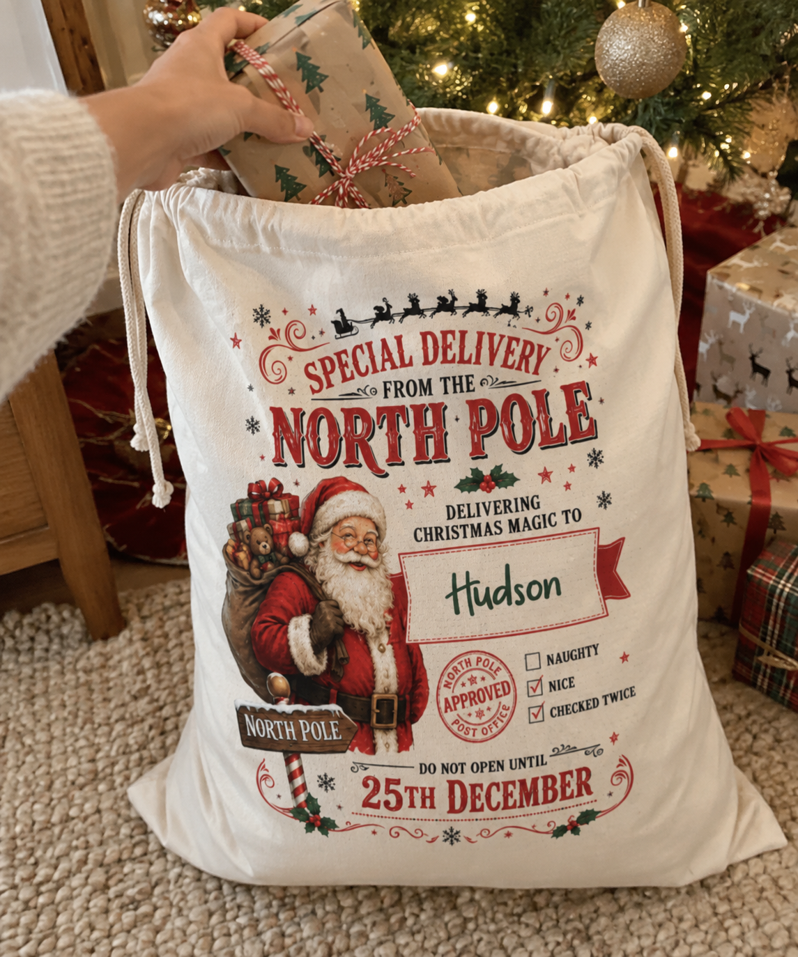 Personalised Santa special delivery Christmas sack, a keepsake you'll reuse every Christmas