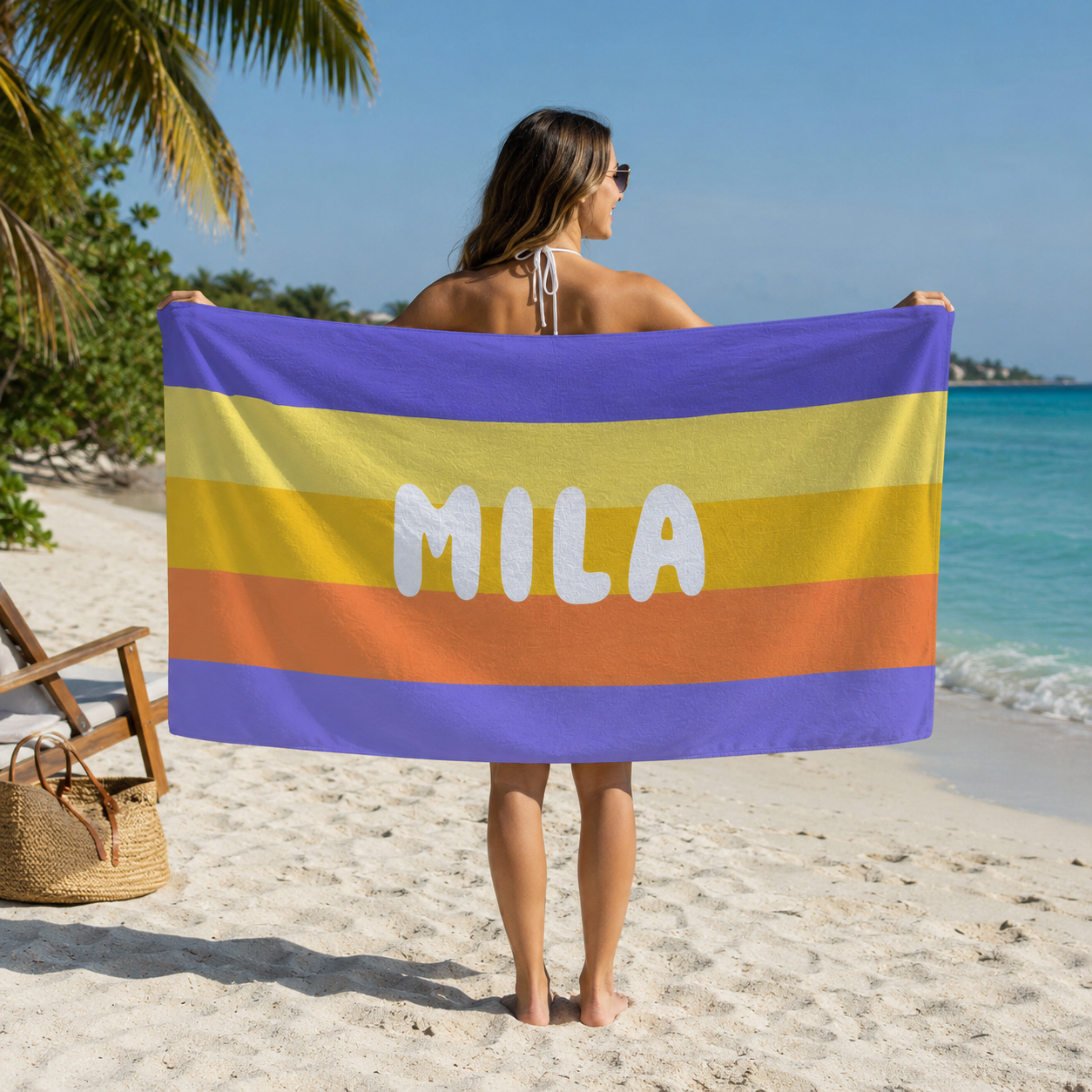 Matching Retro Stripe beach towel for the family - The Custom Co