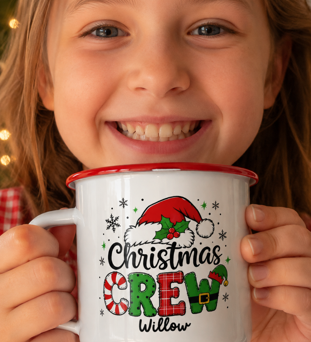 Christmas Crew Personalised Enamel Mug
