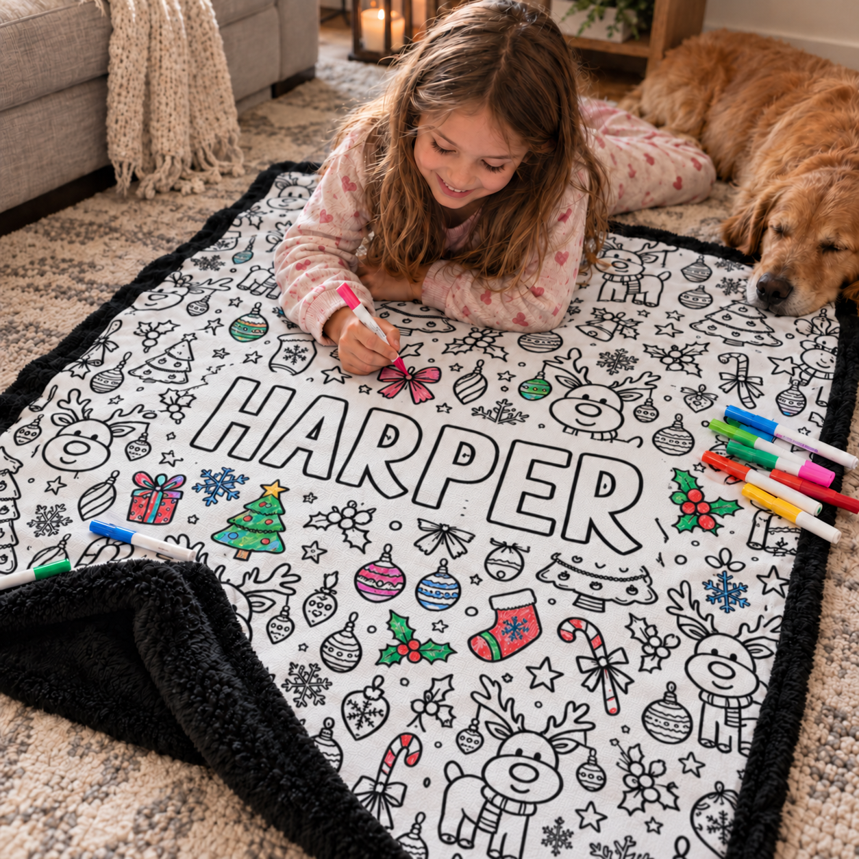 Personalised Christmas Colouring Blanket