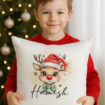 kids cushion Santa Reindeer design boy’s Christmas décor.