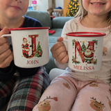 Santa Monogram Enamel Mug