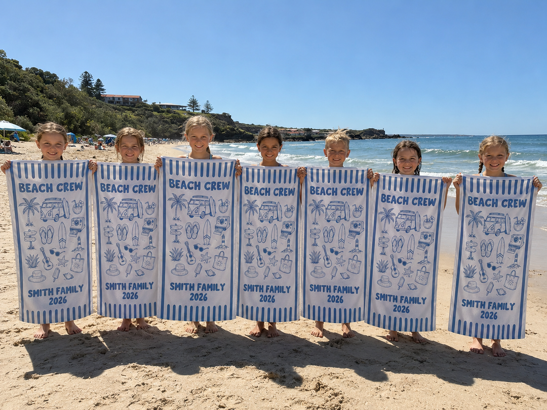 Family Beach Crew Personalized Beach Towel