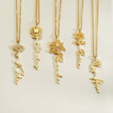 birth flower personalised necklace