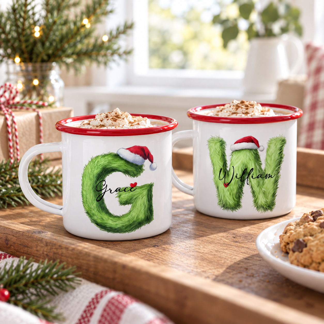Mean Green Monogram Enamel Mug