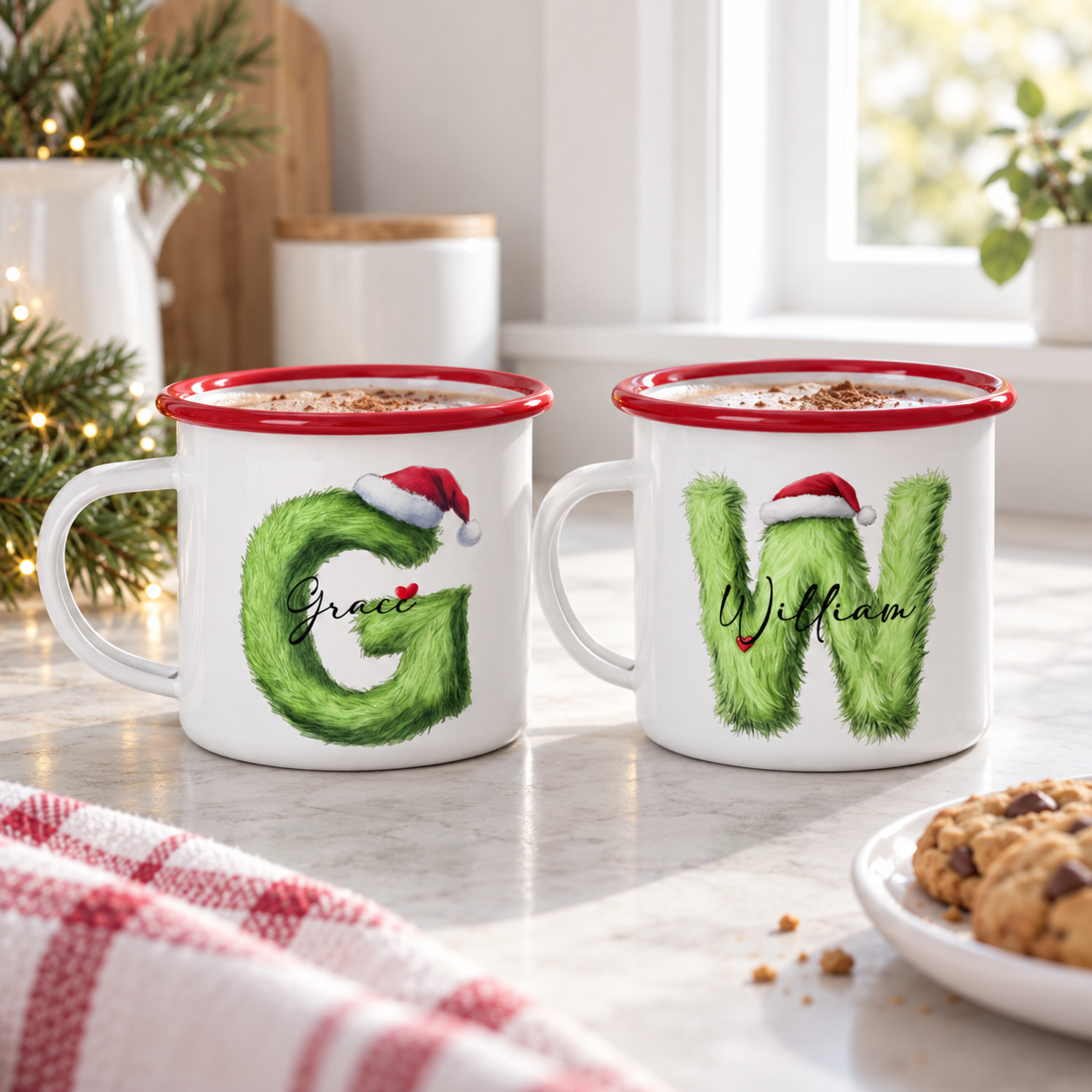 Mean Green Monogram Enamel Mug