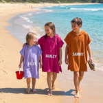 My Name hooded towel in soft cotton towelling, made for beach and bath time - The Custom Co