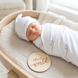 Sweet Signature - Personalised Baby Swaddle & Beanie Set