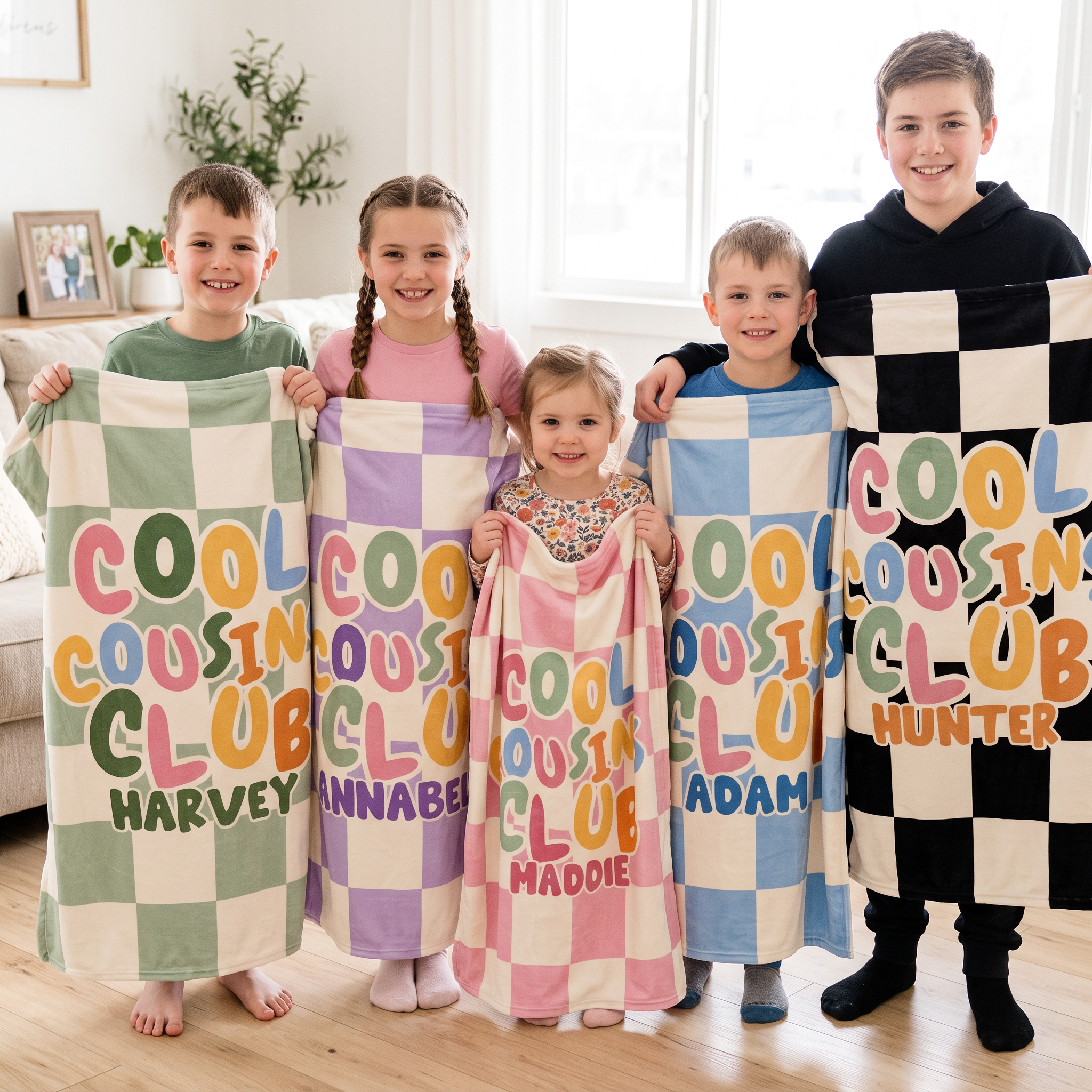 Cousin Crew Check Personalized Blanket