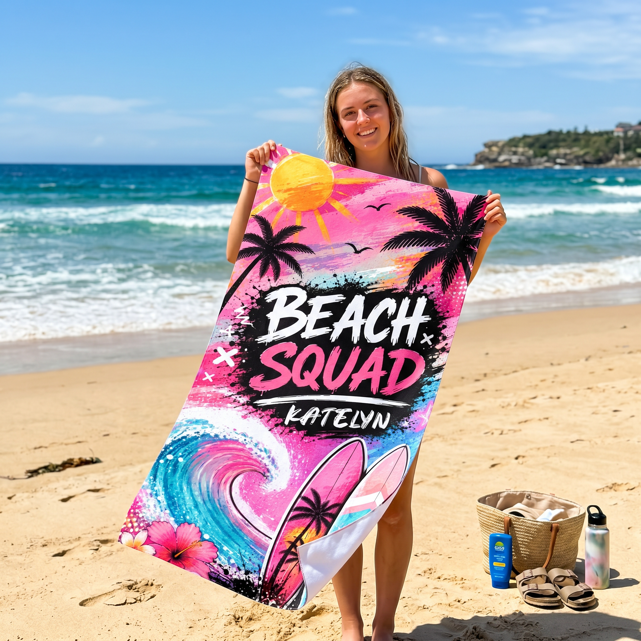 Beach Squad Personalized Towel