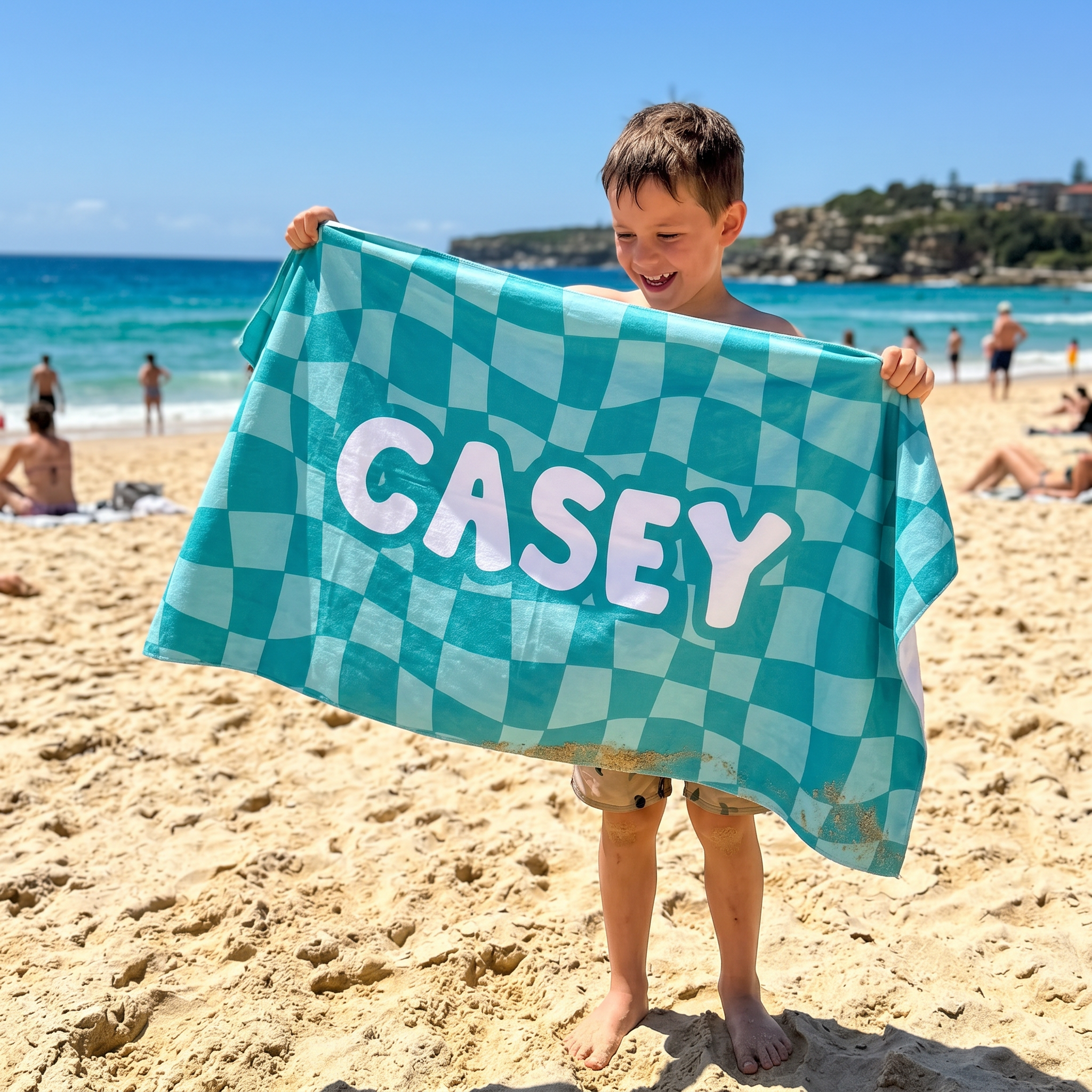 Wavy Check Beach Towel