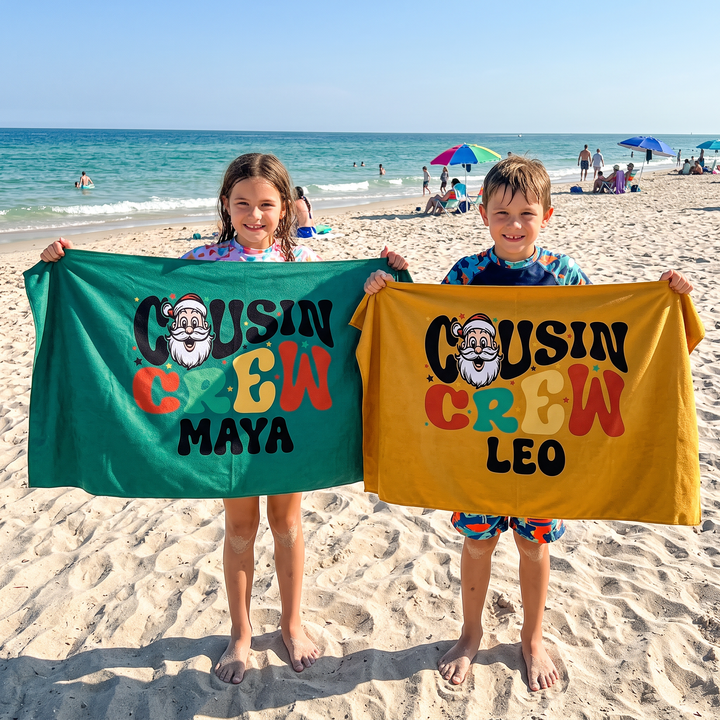 Groovy Cousin Crew Personalized Beach Towel