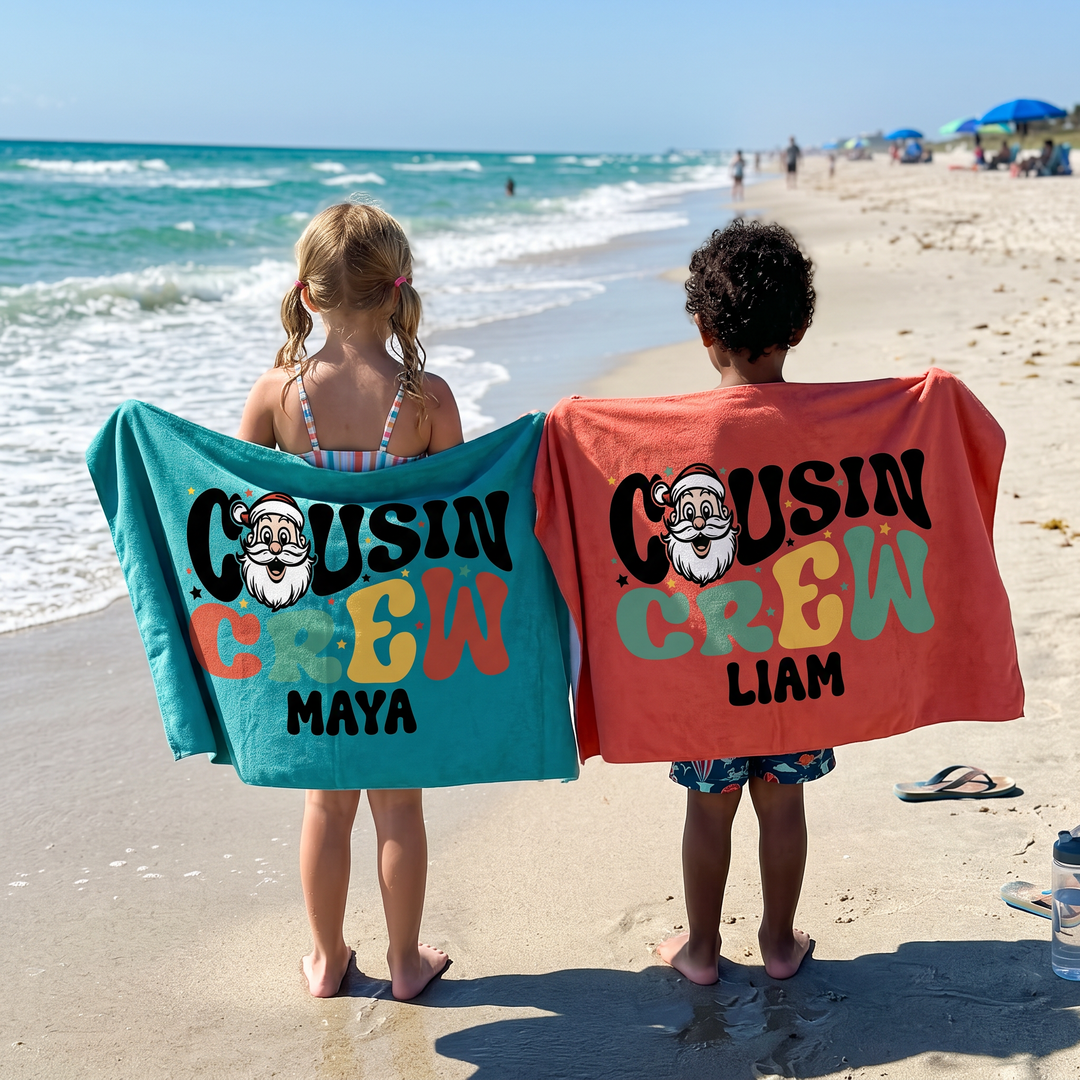 Groovy Cousin Crew Personalized Beach Towel