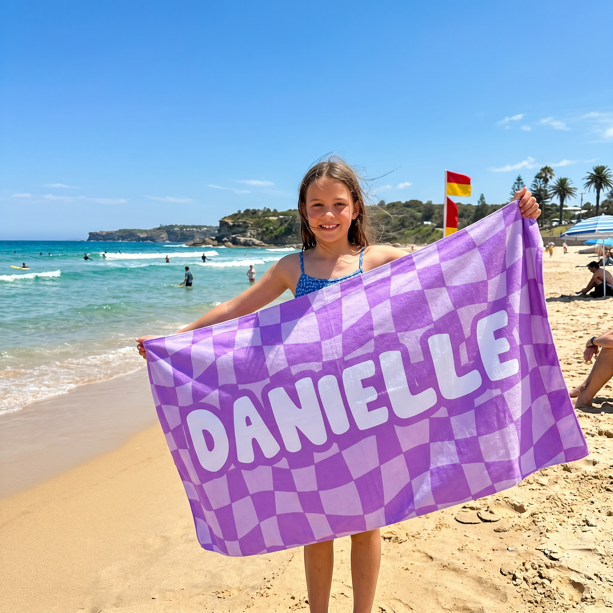 Wavy Check Beach Towel