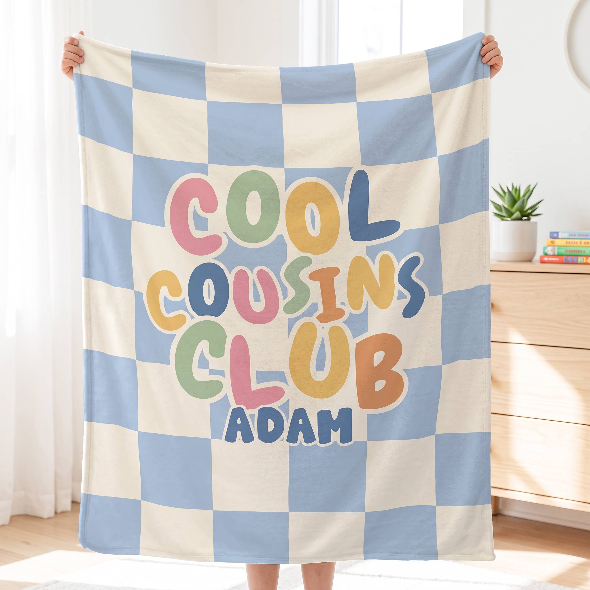 Cousin Crew Check Personalized Blanket