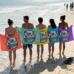 Personalized Cruise Crew Sunset beach towel name print detail