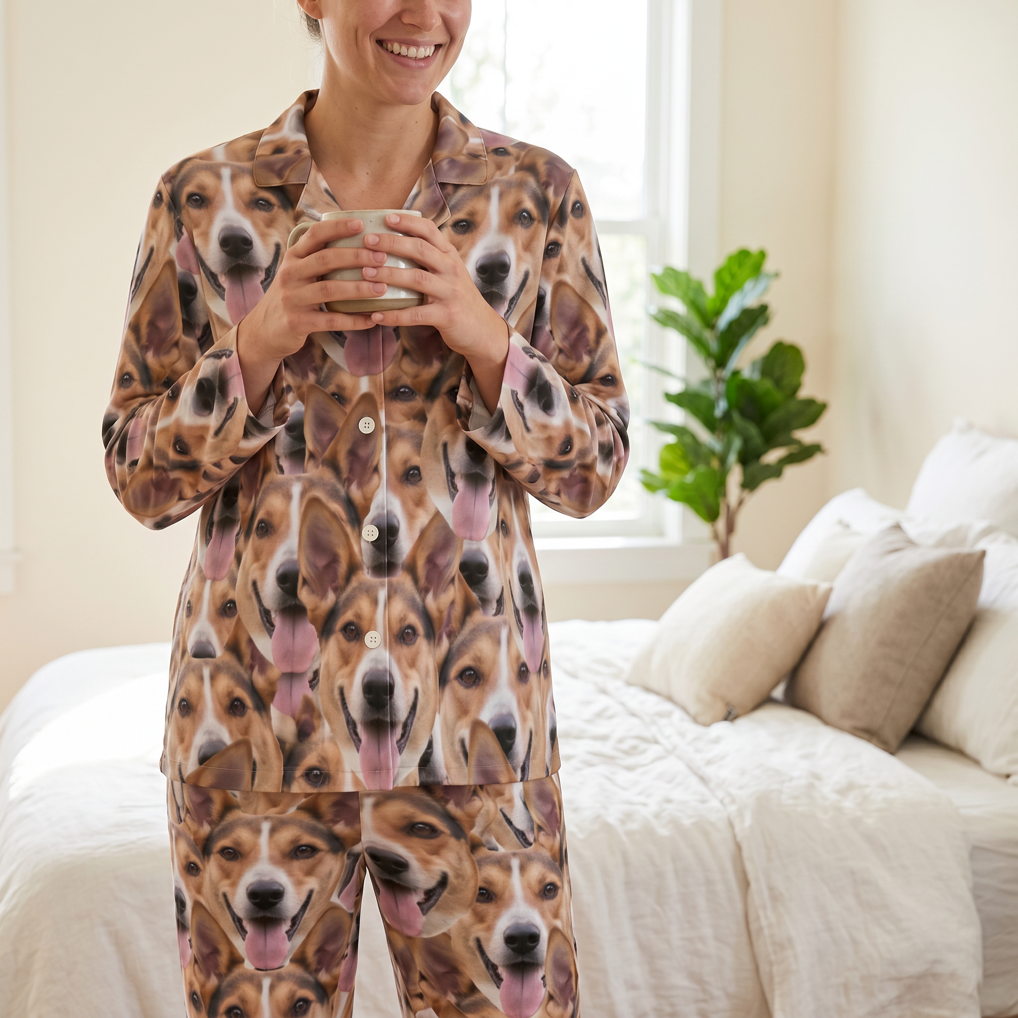 Personalised Pet Face Mash pyjama set name print detail